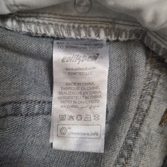 Edikted Bow Pocket Wide Leg Relaxed Jean Sz Med Light Wash Baggy Coquette - Picture 10 of 15